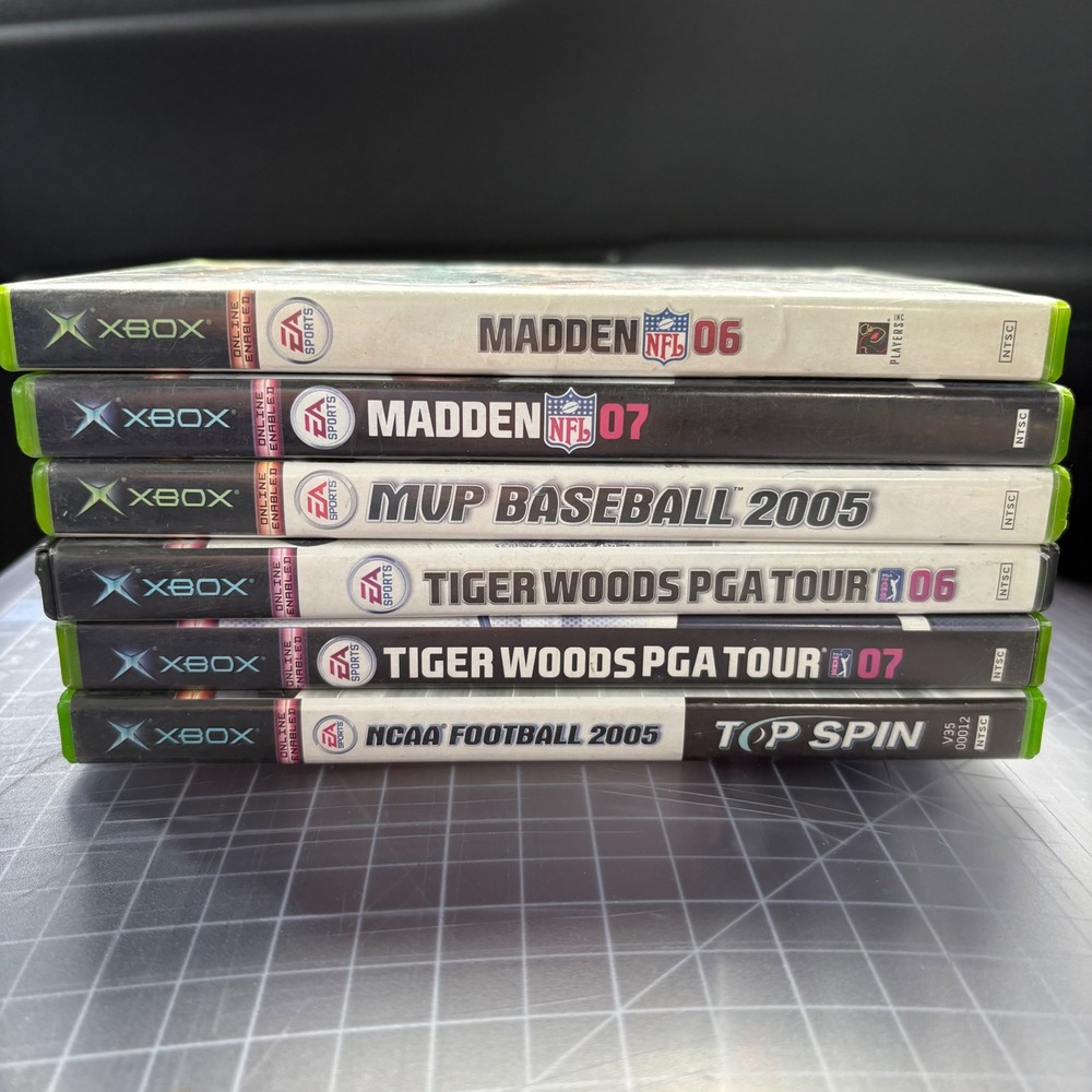 EA Sports Xbox Video Game Lot 6 Games Madden Tiger Woods MVP Baseball Good